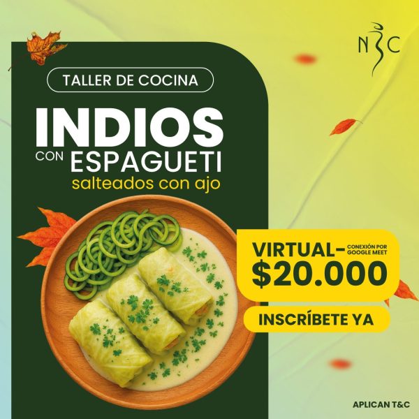 TALLER DE COCINA - 🍝 INDIOS con espagueti salteado con ajo